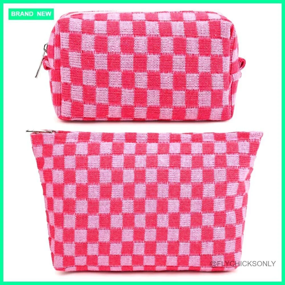 Large Canvas Cosmetic Bag Set, Waterproof Travel Toiletry Organizer with Zipper